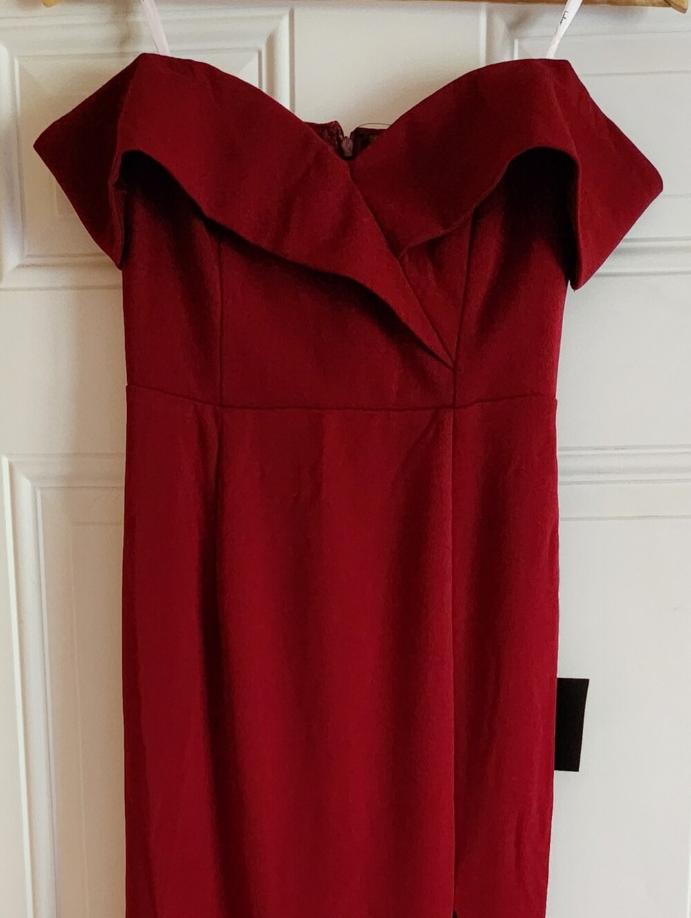 Lulus Song of Love Wine Red Off-the-Shoulder Maxi Dress Size Small NWT - Picture 5 of 6